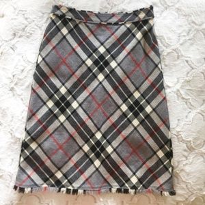 J. Crew Gray Plaid Wool Pencil Skirt